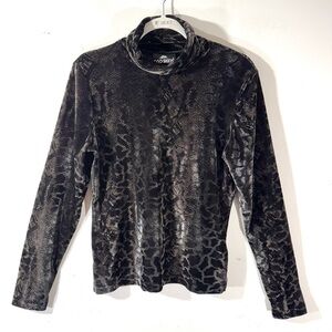 Sno Skins metallic snake print stretch velvet turtleneck